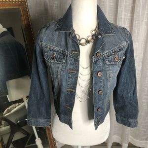 Cute Cropped Button down Jean Jacket Sz M